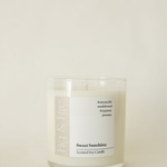 Handcrafted candle - scent is Sweet Sunshine - scent notes are honeysuckle, sandalwood, bergamot, jasmine - all natural soy candle - vegan, non-toxic, made with essential oils - container is a glass tumbler