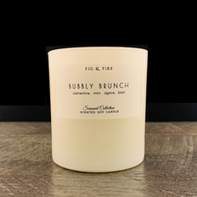 Load image into Gallery viewer, Handcrafted candle - summer seasonal collection - scent is Blissful Berry - smells of clementine, mint, agave, and basil - all natural soy candle - vegan, non-toxic, made with essential oils - container is a white glass tumbler