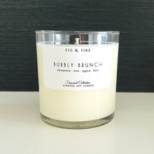 Load image into Gallery viewer, Handcrafted candle - summer seasonal collection - scent is Blissful Berry - smells of clementine, mint, agave, and basil - all natural soy candle - vegan, non-toxic, made with essential oils - container is a clear glass tumbler