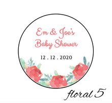 Load image into Gallery viewer, Floral image of tin candle favor, customizable design and text - pick any scent - candles are non-toxic, all-natural, made with essential oils, and wonderfully fragrant - perfect bridal shower favor, baby shower favor, wedding favor, birthday favor, thank you gift favor, bar mitzvah favor, bat mitzvah favor, and more!