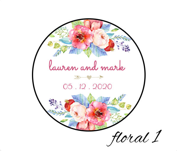 Floral image of tin candle favor, customizable design and text - pick any scent - candles are non-toxic, all-natural, made with essential oils, and wonderfully fragrant - perfect bridal shower favor, baby shower favor, wedding favor, birthday favor, thank you gift favor, bar mitzvah favor, bat mitzvah favor, and more!