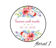 Load image into Gallery viewer, Floral image of tin candle favor, customizable design and text - pick any scent - candles are non-toxic, all-natural, made with essential oils, and wonderfully fragrant - perfect bridal shower favor, baby shower favor, wedding favor, birthday favor, thank you gift favor, bar mitzvah favor, bat mitzvah favor, and more!